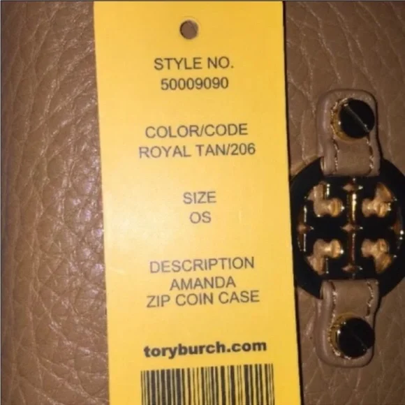 Tory Burch Amanda Royal Tan Zip Wallet coin card case keychain NWT - Picture 3 of 4
